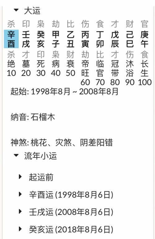 手机版四柱八字排盘软件功能截图